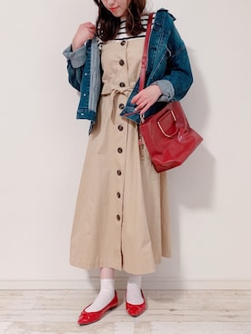 デニムジャケットを使った トレンチワンピース の人気ファッションコーディネート Wear