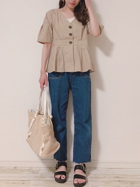 「passage mignon/flaneur（パサージュミニョンフラヌール）のアイテム（バッグ）」を使った、m i i k i🧸さん（レディース・155cm）の夏コーディネート