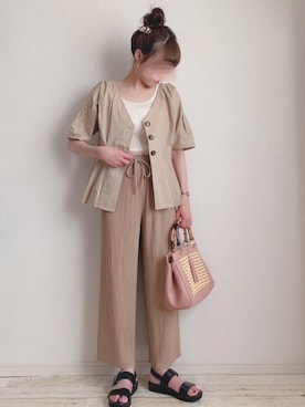 「ぺプラムトップス」｜「アイテム（腕時計）」を使った、m i i k i🧸さん（レディース・155cm）の夏コーディネート