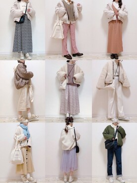 「one after another NICE CLAUP（ワンアフターアナザーナイスクラップ）のアイテム（ブルゾン）」を使った、m i i k i🧸さん（レディース・156cm）の冬コーディネート
