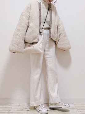 「one after another NICE CLAUP（ワンアフターアナザーナイスクラップ）のアイテム（ブルゾン）」を使った、m i i k i🧸さん（レディース・156cm）の冬コーディネート