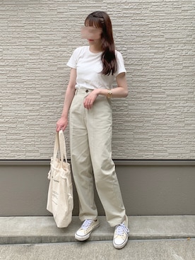 「AS KNOW AS PINKY（アズノゥアズピンキー）のアイテム（トートバッグ）」を使った、m i i k i🧸さん（レディース・156cm）の夏コーディネート