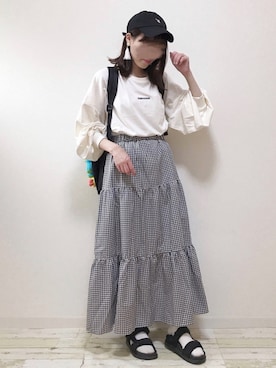 「ZOZOでしか買えない」｜「アイテム（帽子）」を使った、m i i k i🧸さん（レディース・156cm）の夏コーディネート