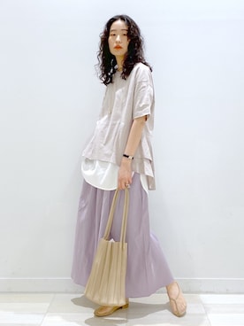 「プリーツバッグ」｜「アイテム（その他）」を使った、YUKARIさん（レディース・169cm）の春コーディネート