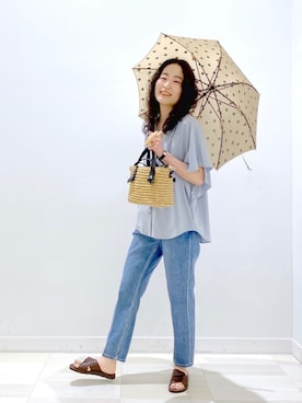 「GLOBAL WORK（グローバルワーク）のアイテム（長傘）」を使った、YUKARIさん（レディース・169cm）の春コーディネート