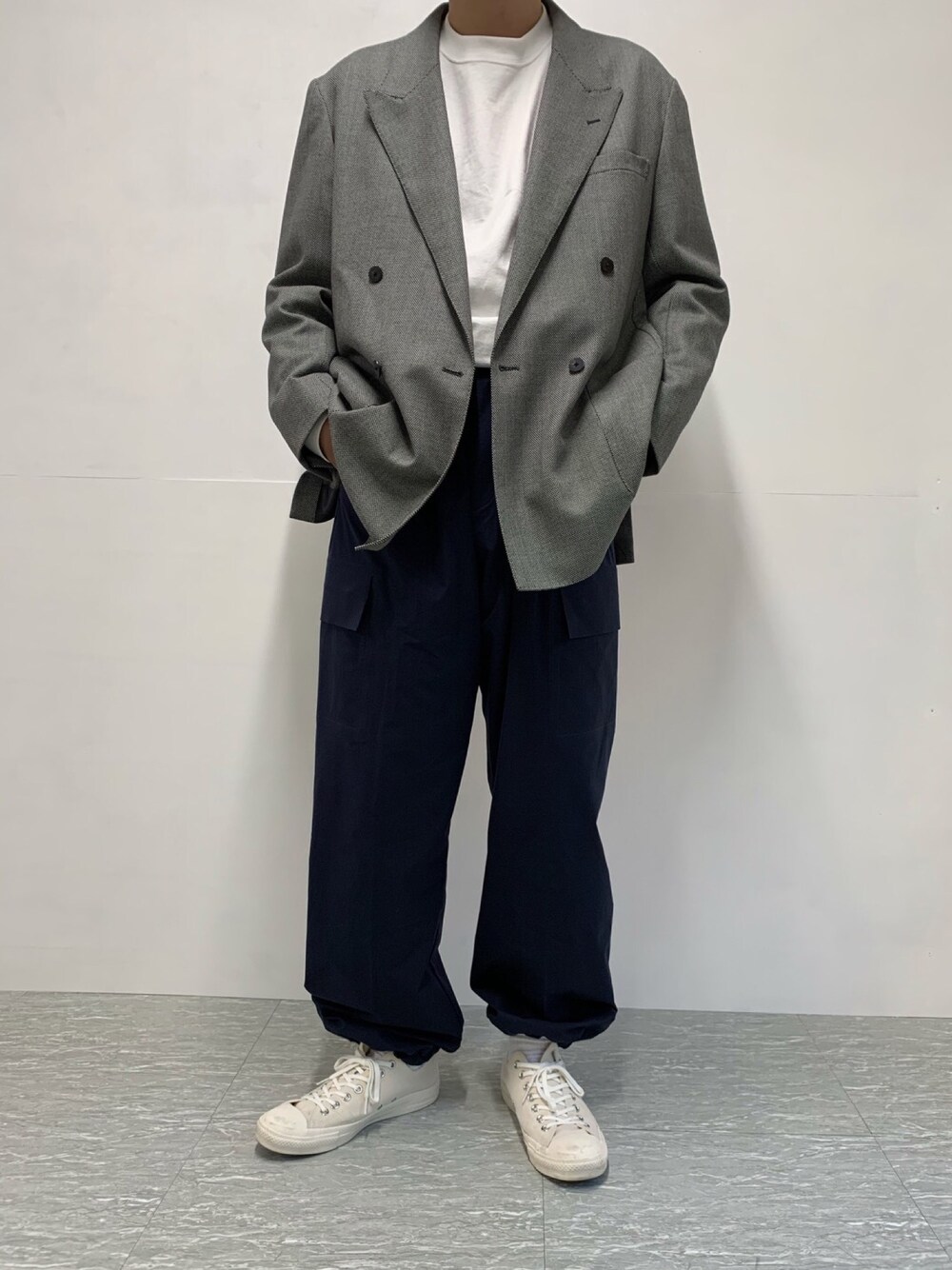 「ユニクロ、UNIQLO、UNIQLO U、秋コーデ、カジュアルコーデ、大人カジュアル、おしゃれさんと繋がりたい、ワイドパンツ、大人コーデ、きれいめカジュアル」｜「DESCENTE PAUSEのカーゴパンツ/CARGO PANTS（カーゴパンツ、ブルー系）」を使った、wear_hirokiさん（メンズ・173cm）の秋コーディネートの1枚目の写真