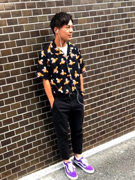 「UNIQLO（ユニクロ）のアイテム（パンツ、ブラック系）」を使った、のりさん（メンズ・170cm）の夏コーディネート