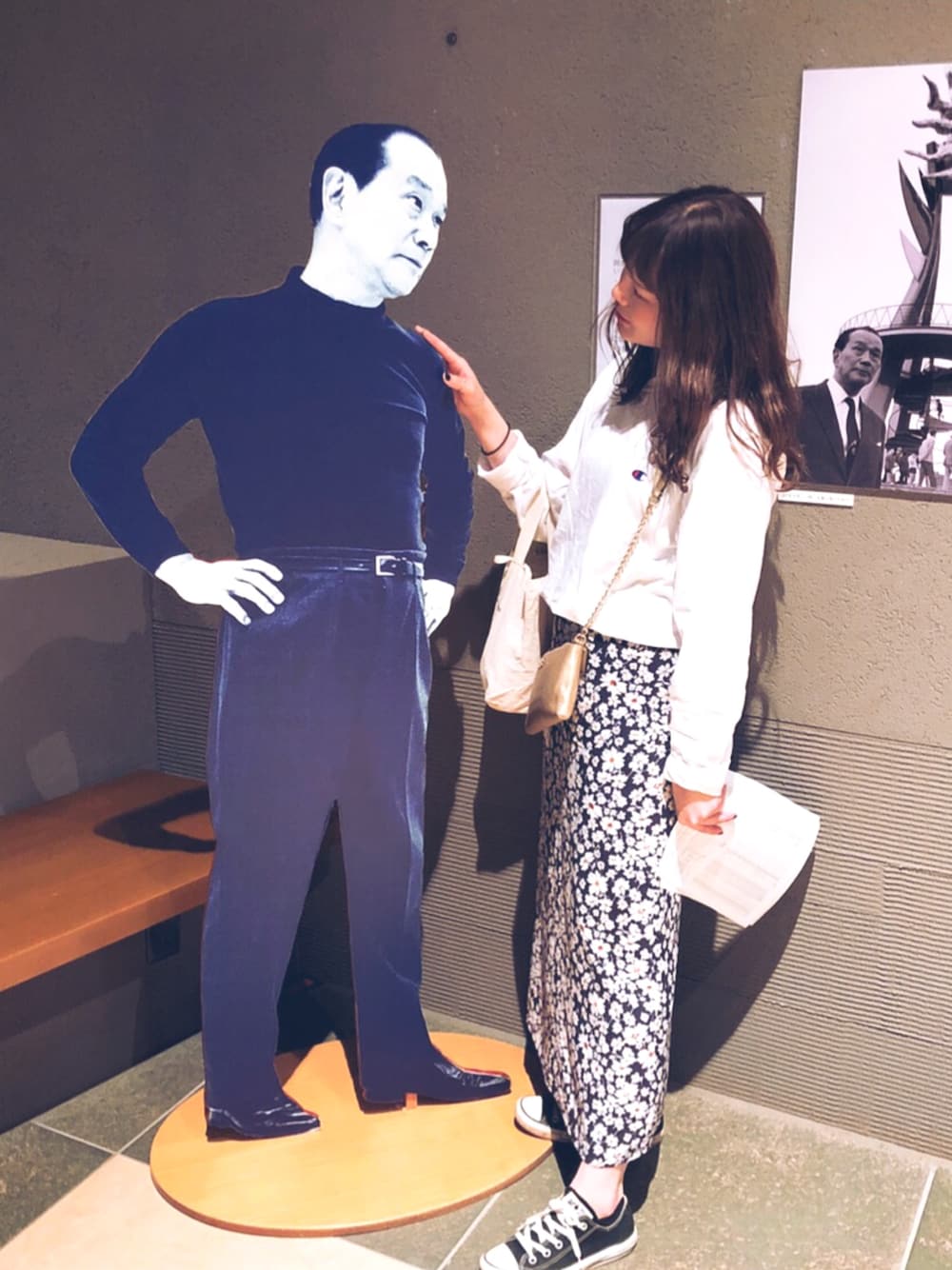 「岡本太郎」｜「Another Editionのフラワープリントスカート ◆（スカート、ブルー系）」を使った、 Ｃ  ha ｅ ❣ さん（レディース・155cm）の春コーディネートの1枚目の写真