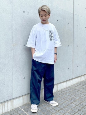 「SILAS（サイラス）のアイテム（Tシャツ/カットソー）」を使った、SILASさん（メンズ・180cm）の夏コーディネート