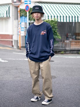 「SILAS（サイラス）のアイテム（Tシャツ/カットソー）」を使った、SILASさん（メンズ・180cm）の秋コーディネート