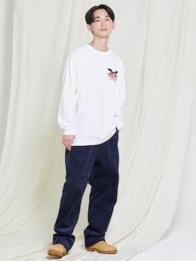 「SILAS（サイラス）のアイテム（Tシャツ/カットソー）」を使った、SILASさん（メンズ・180cm）の秋コーディネート