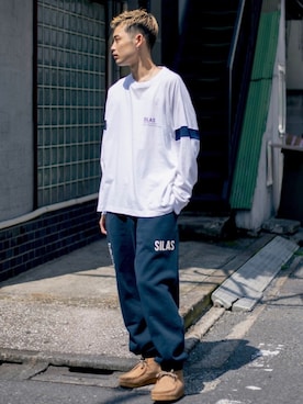 「SILAS（サイラス）のアイテム（スウェットパンツ）」を使った、SILASさん（メンズ・180cm）の秋コーディネート