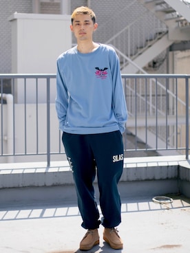 「SILAS（サイラス）のアイテム（スウェットパンツ）」を使った、SILASさん（メンズ・180cm）の秋コーディネート