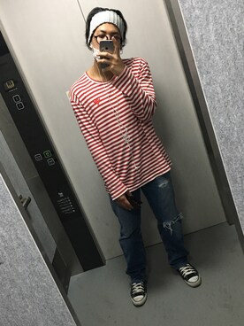 「allstar」｜「アイテム（Tシャツ/カットソー）」を使った、KENさん（メンズ・169cm）の夏コーディネート