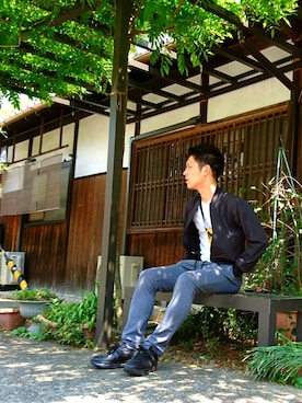 「アイテム（ボディバッグ/ウエストポーチ、イエロー系）」を使った、shing0さん（メンズ・174cm）の春コーディネート