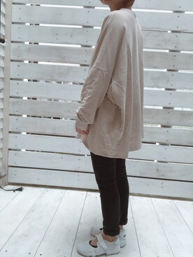 「reca（レカ）のゆったりラフな着心地◆超ビッグシルエットカットソー（Tシャツ/カットソー）」を使った、saoさん（レディース・156cm）の春コーディネート