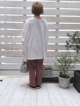 「reca（レカ）のゆったりラフな着心地◆超ビッグシルエットカットソー（Tシャツ/カットソー）」を使った、saoさん（レディース・156cm）の秋コーディネート