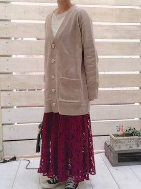 「オーバーサイズカーディガン」｜saoさん（レディース・156cm）の冬コーディネート
