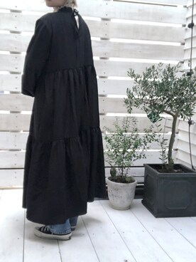 「2wayワンピース」｜「アイテム（シャツワンピース）」を使った、saoさん（レディース・156cm）の冬コーディネート