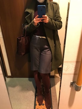 「ハーフパンツ」｜「アイテム（チェスターコート）」を使った、２３５さん（レディース・156cm）の秋コーディネート