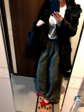 「甘辛mix」｜「アイテム（ムートンコート）」を使った、２３５さん（レディース・156cm）の冬コーディネート