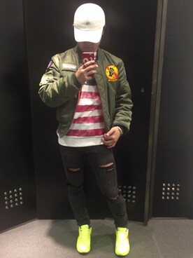 「Alpha Industries（アルファインダストリーズ）のアイテム（ブルゾン）」を使った、naruさん（メンズ・168cm）の春コーディネート