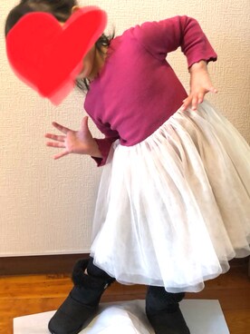 「MIKI HOUSE（ミキハウス）のアイテム（ブーツ）」を使った、miuyui_kさん（キッズ・90cm）の冬コーディネート
