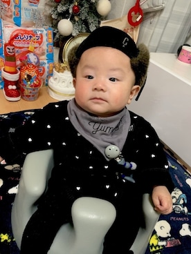 「COMME CA ISM（コムサイズム）のアイテム（帽子）」を使った、おみやさん（キッズ・60cm）の冬コーディネート