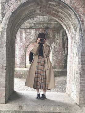 「LOWRYS FARM（ローリーズファーム）のアイテム（ステンカラーコート）」を使った、ゆさん（レディース・155cm）の秋コーディネート
