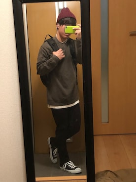 「RAGEBLUE（レイジブルー）のアイテム（ニットキャップ/ビーニー）」を使った、koutaさん（メンズ・165cm）の秋コーディネート