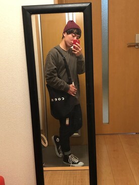 「RAGEBLUE（レイジブルー）のアイテム（ニットキャップ/ビーニー）」を使った、koutaさん（メンズ・165cm）の冬コーディネート