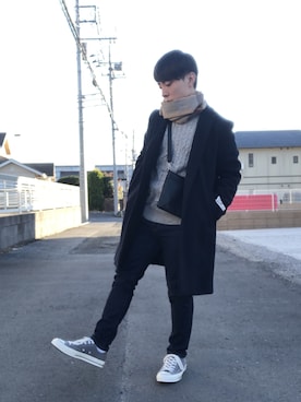 「アイテム（チェスターコート）」を使った、koutaさん（メンズ・162cm）の冬コーディネート
