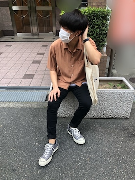 「Champion（チャンピオン）のアイテム（トートバッグ）」を使った、koutaさん（メンズ・162cm）の春コーディネート