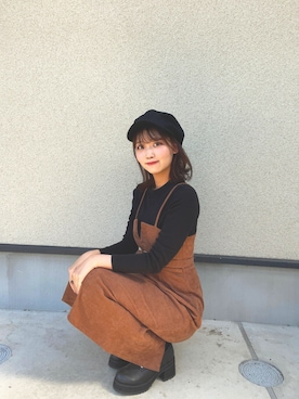 「Honeys（ハニーズ）のアイテム（キャスケット）」を使った、𝐌𝐢𝐧𝐚𝐦𝐢さん（レディース・158cm）の夏コーディネート
