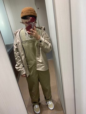 「RAGEBLUE（レイジブルー）のアイテム（ニットキャップ/ビーニー）」を使った、おいだきさん（レディース・161cm）の春コーディネート