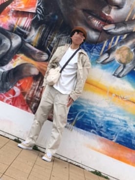 「RAGEBLUE（レイジブルー）のアイテム（ニットキャップ/ビーニー）」を使った、おいだきさん（レディース・161cm）の春コーディネート
