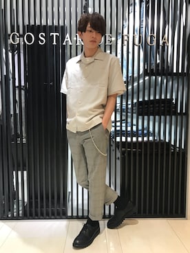 「GOSTAR DE FUGA（ゴスタール ジフーガ）のアイテム（スラックス）」を使った、Seiko-Tanakaさん（メンズ・170cm）の春コーディネート