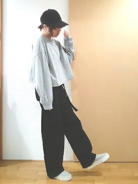 「niko and...（ニコアンド）のメンテンBIGBIG Ｔシャツ【niko and ...】（Tシャツ/カットソー）」を使った、にゃごさん（レディース・157cm）の春コーディネート