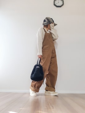 「nest Robe（ネストローブ）のアイテム（サロペット/オーバーオール）」を使った、にゃごさん（レディース・157cm）の冬コーディネート