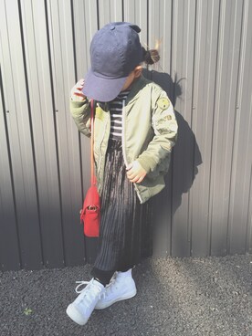 「Alpha Industries（アルファインダストリーズ）のアイテム」を使った、K❤︎smile.・☺︎さん（キッズ・100cm）の春コーディネート