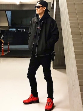 「アイテム（ブルゾン）」を使った、MOYA／YouTubeさん（メンズ・177cm・30代）の冬コーディネート