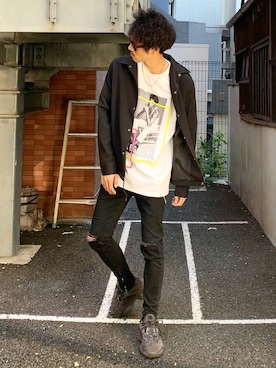 「アイテム（ブルゾン）」を使った、MOYA／YouTubeさん（メンズ・177cm・30代）の秋コーディネート