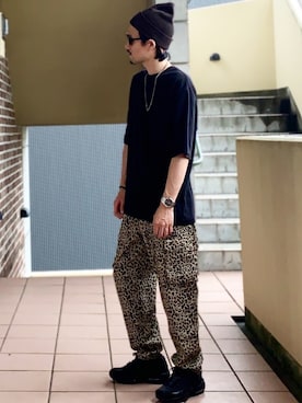 「Jungle Storm（ジャングルストーム）のアイテム（パンツ）」を使った、MOYA／YouTubeさん（メンズ・177cm）の夏コーディネート