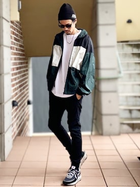 「KANGOL（カンゴール）のアイテム（ナイロンジャケット）」を使った、MOYA／YouTubeさん（メンズ・177cm）の秋コーディネート