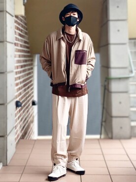 「アイテム（ブルゾン）」を使った、MOYA／YouTubeさん（メンズ・177cm・30代）の秋コーディネート