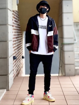 「KANGOL（カンゴール）のアイテム（ナイロンジャケット）」を使った、MOYA／YouTubeさん（メンズ・177cm）の秋コーディネート