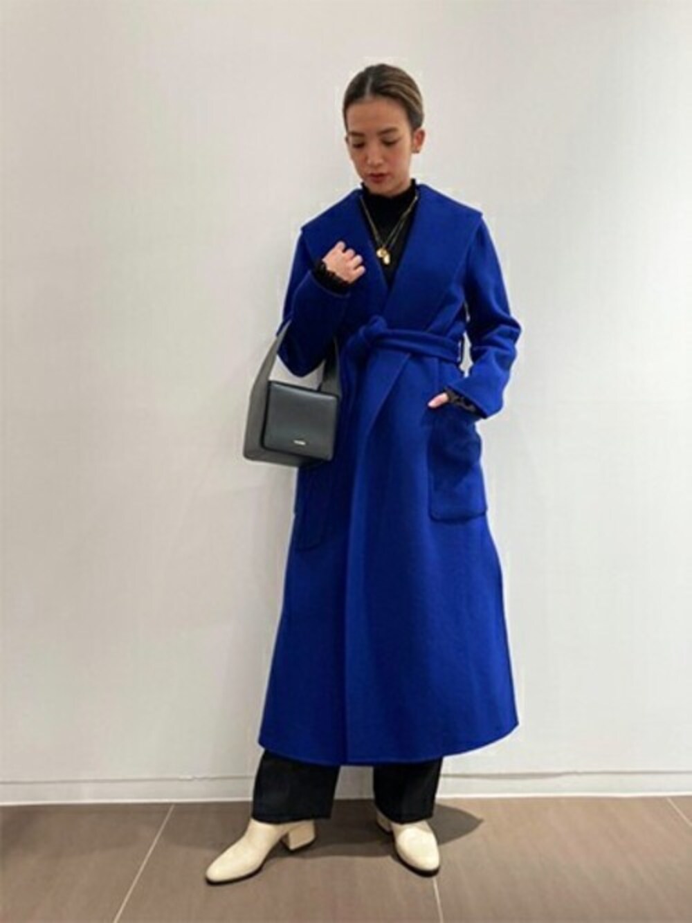 美品エストネーション ウールビーバーショールカラーロングコート