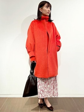「アイテム（ノーカラーコート、オレンジ系）」を使った、ESTNATION WOMENSさん（レディース・163cm）の秋コーディネート
