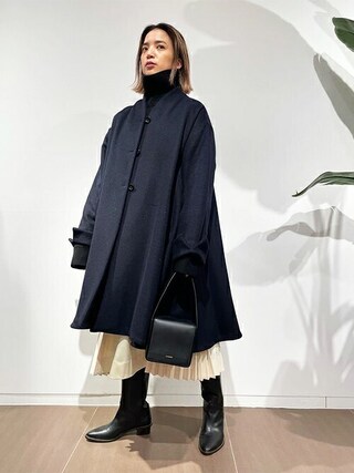 美品 コラム COLUMN Aラインコート ケープ ノーカラー ウール混 36 20211207121810527_320.jpg