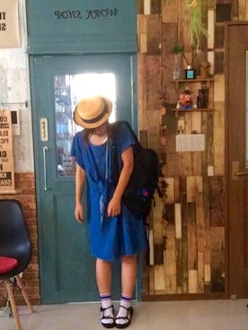 「URBAN RESEARCH（アーバンリサーチ）のアイテム（ワンピース、ブルー系）」を使った、kumiaiさん（レディース・156cm）の夏コーディネート